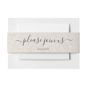 Wedding Grey Tan Please Join Us Personalized Invitation Belly Band