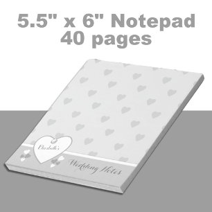 Wedding grey with love hearts notepad