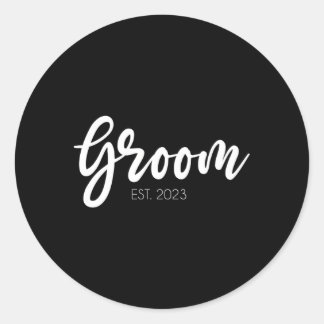 Wedding Groom Est 2023 Groom Classic Round Sticker