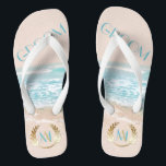 Wedding Groom FlipFlops | Modern Monogram Beach<br><div class="desc">Wedding Groom FlipFLops | Modern Monogram Geometric Beach Wedding | A modern twist on Beach Wedding invitations - Unique Wedding designed for theBarefootBride™ by ©WhimsicalArtwork™ features an offset terrarium style geometric shape with varying transparencies in the facets to allow the Tropical Ocean Beach background to show through in a variety...</div>