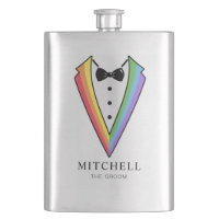 Wedding Groom Groomsman Gay Rainbow Tuxedo