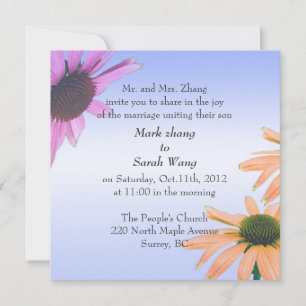wedding, Groom's parents invitation daisy flowers