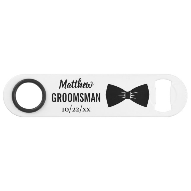 Wedding Groomsman Bachelor Party Black Bow Tie Bar Key (Front (Horizontal))