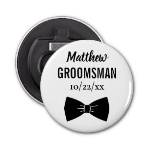 Wedding Groomsman Bachelor Party Black Bow Tie Bottle Opener