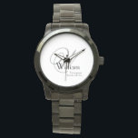 Wedding Groomsman Gift Elegant Monogram Cool Black Watch<br><div class="desc">Wedding Groomsman Groomsmen Gift Elegant Monogram Cool Black Sportsman's Watch. Click Personalize this template to customize it with the monogram initial, name, and date quickly and easily. Wedding Groomsman Gift Elegant Monogram Cool Black Watch, is part of the Groomsman Gift Collection in this store. 30 Day Money Back Guarantee. Ships...</div>