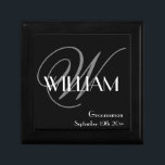 Wedding Groomsman Gift Modern Monogram   Name Gift Box<br><div class="desc">Wedding Groomsman Gift Modern Monogram Name Keepsake Gift Box. Click personalize this template to customize the Keepsake Gift Box with your Groomsman' Monogram Initial, and name and date quickly and easily. 30 Day Money Back Guarantee. Ships Worldwide fast. Wedding Groomsman Gift Modern Monogram Name Gift Box. Created by RjFxx *All...</div>