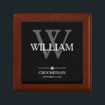 Wedding Groomsman Gift Name Date Elegant Cool Gift Box<br><div class="desc">Wedding Groomsman Groomsmen Gift Monogram Initial Plus Name And Date Elegant Cool Keepsake Gift Box. Click personalize this template to customize it with your monogram last name initial, your first name and date quickly and easily. Matching Groomsman Gift items in Groomsman Gift Collection in this store. Ships Worldwide fast. Wedding...</div>