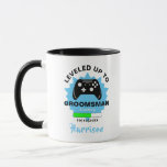 Wedding  Groomsman Levelled Up Gamer Fun Mug<br><div class="desc">A modern groomsman gift idea for those who love playing computer generated games,  featuring two games consoles and a humour statement "Levelled Up To Groomsman" Just customize with a personal name for that extra special touch at no extra cost.</div>