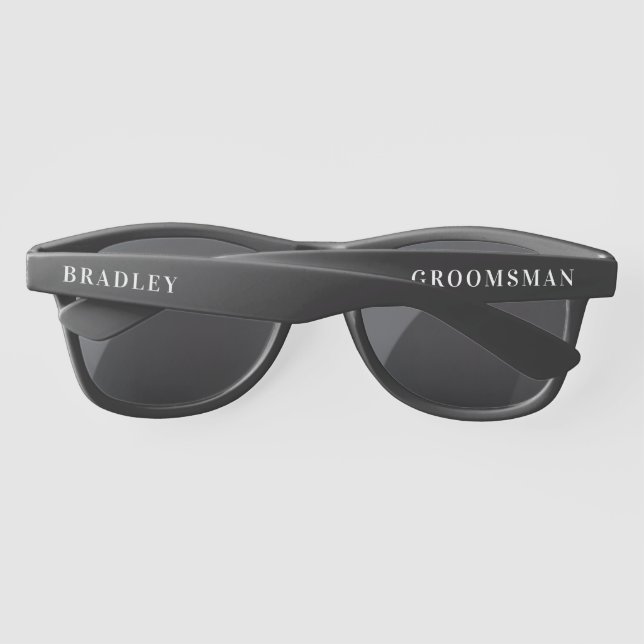 Wedding Groomsman Modern Personalized Name Custom Sunglasses (Back)