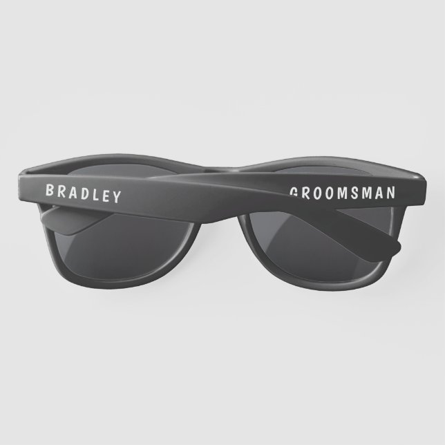 Wedding Groomsman Modern Personalized Name Custom Sunglasses (Back)