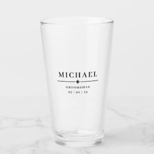Wedding GROOMSMAN Personalized Name & Date Pint Glass