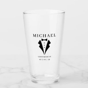 Wedding GROOMSMAN Personalized Tuxedo Pint Glass