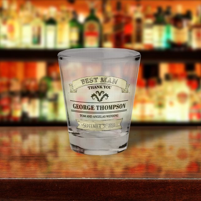 Wedding Groomsman Vintage Simple Classic Shot Glass (Creator Uploaded)