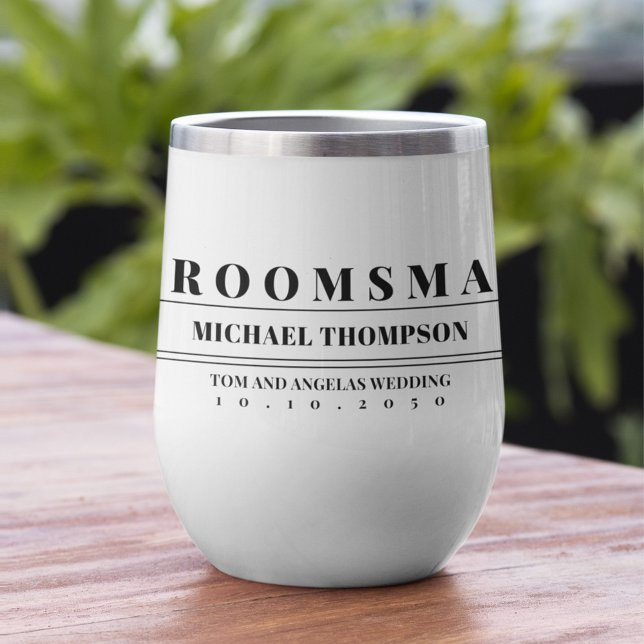 Wedding Groomsmen Personalized Simple (Custom personalized Groomsman Modern bold lettering wine tumbler)