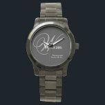 Wedding Groomswoman Gift Modern Monogram Cool  Watch<br><div class="desc">Wedding Groomswoman Gift Modern Monogram Cool Sporty Black Watch. Groomswoman modern vintage monogram initial name and date classic cool sporty watch. Click personalize this template to customize it quickly and easily. 30 Day Money Back Guarantee. Ships Worldwide Fast. Wedding Groomswoman Gift Modern Monogram Cool Watch. Created by artist RjFxx *All...</div>