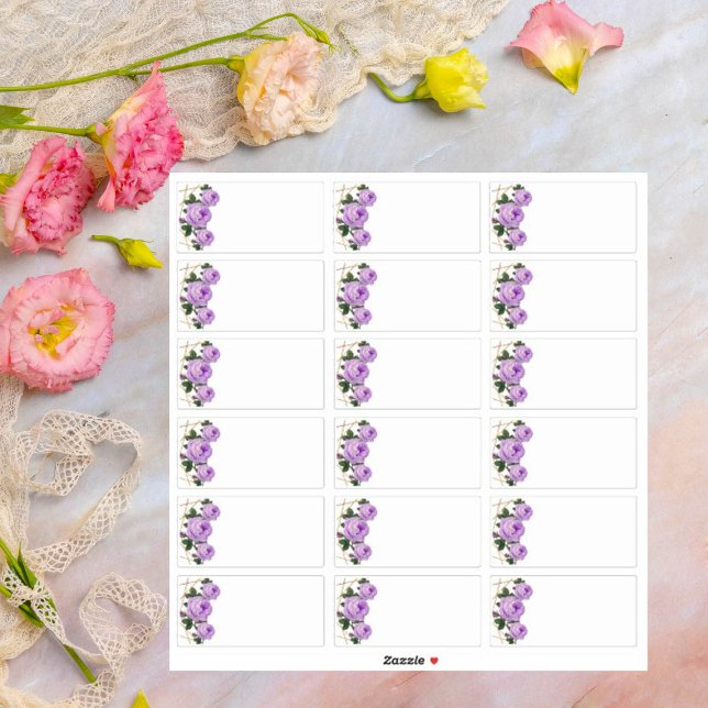 Wedding Guest Add Name Labels Purple Floral (Creator Uploaded)