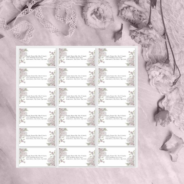 Wedding Guest Address Label Blush Pink Grey Floral (Creator Uploaded)