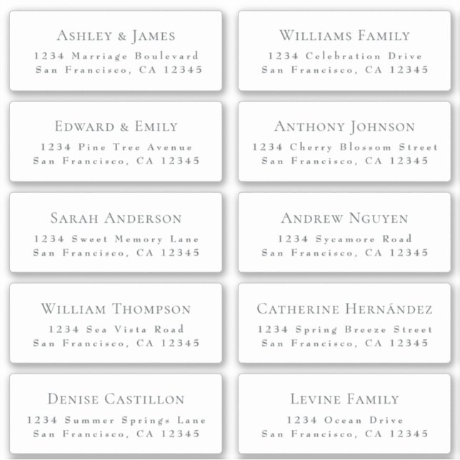 Wedding Guest Address Labels ORDER 6" or 8"! (Front)