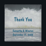 Wedding Guest Beach Ocean Ceremony Thank You Magnet<br><div class="desc">Create a unique guest favour for your beach wedding with this inexpensive magnet.  The square magnet features a photo of a wave rolling toward the shore.  "Thank You",  the bride and groom's names,  and the wedding date can quickly be customized.</div>