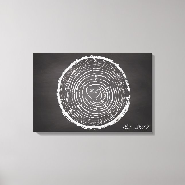 Wedding Guest Book Alternative - Tree Rings Canvas (Front)
