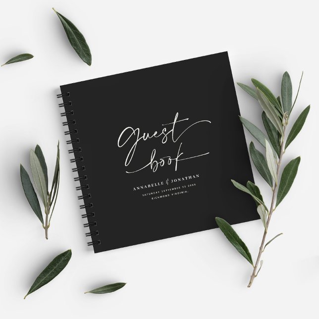 Wedding guest book black minimal modern (Creator Uploaded)