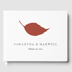 Wedding Guest Book Burnt Orange Leaf