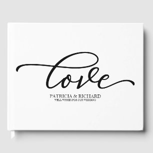Wedding Guest Book Chic Black Script