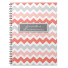 Wedding Guest Book Coral Grey Chevron Notebook
