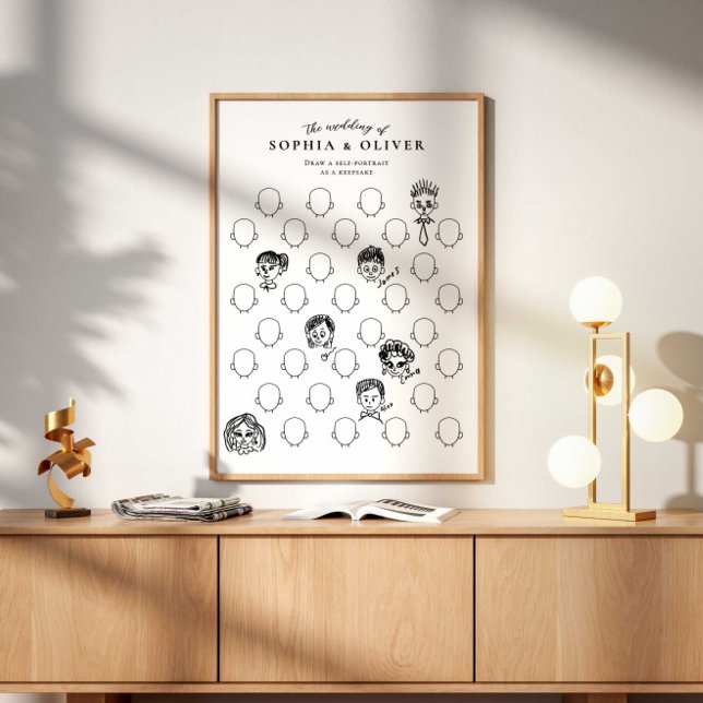 Wedding Guest Book Draw Your Face Poster (Créateur téléchargé)