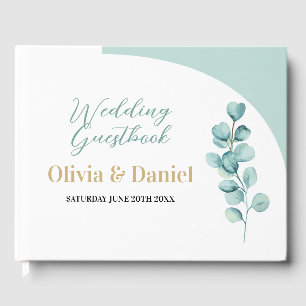 Wedding Guest Book Eucalyptus Leaves Mint Green