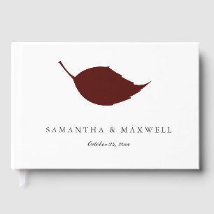 Wedding Guest Book Fall Burgundy Leaf