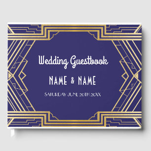 Wedding Guest Book Gatsby Art Deco 1920's Gold