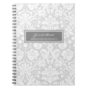 Wedding Guest Book Grey Damask Notebook