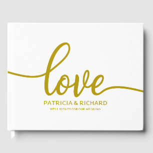 Wedding Guest Book Love Gold Chic Script