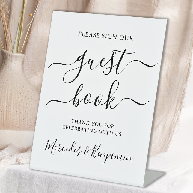 Wedding Guest Book Modern Calligraphy Pedestal Sign (Creator Uploaded)