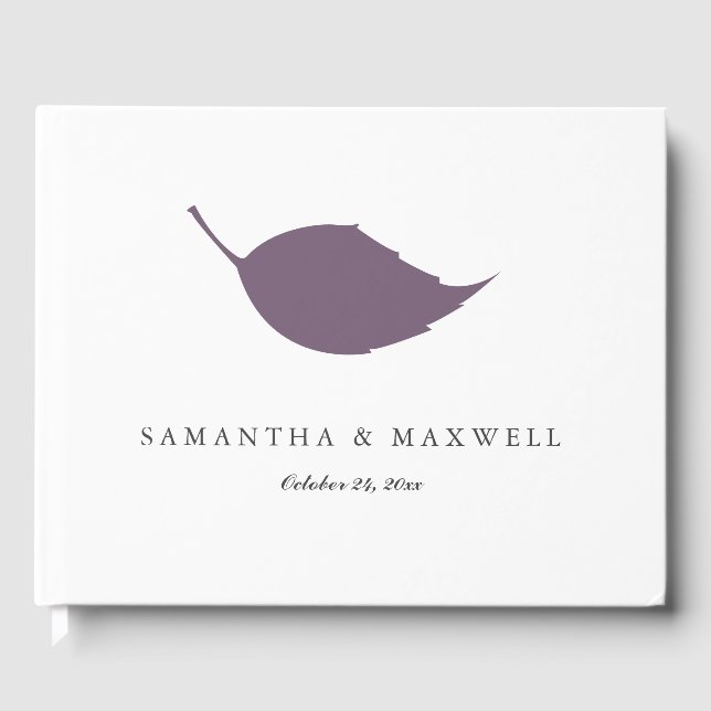 Wedding Guest Book Purple Leaf (Front)