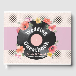 Wedding Guest Book Record Music Florals 1950s