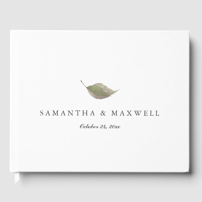 Wedding Guest Book Sage Green Leaf (Front)