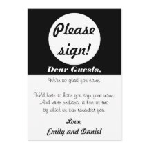 Wedding Guest Book Sign Black White Polka Dots