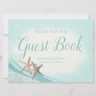 Wedding Guest Book Sign Starfish and Ribbon