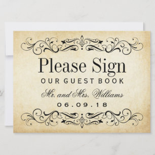 Wedding Guest Book Sign   Vintage Flourish