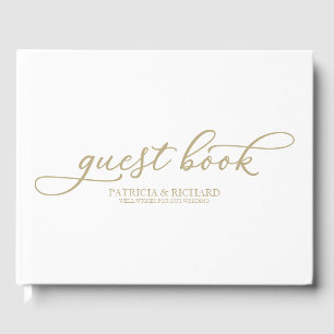 Wedding Guest Book Simple Chic Gold Script