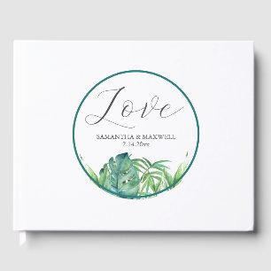 Wedding Guest Book Tropical Palm Leaves