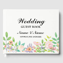 Wedding Guest Book Watercolour Floral Reception