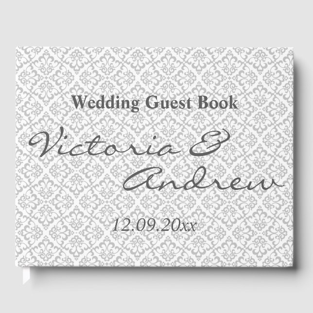 Wedding Guest Book - White & Gray (Front)