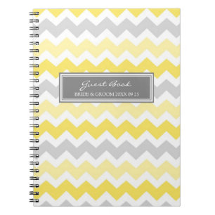 Wedding Guest Book Yellow Grey Chevron Notebook