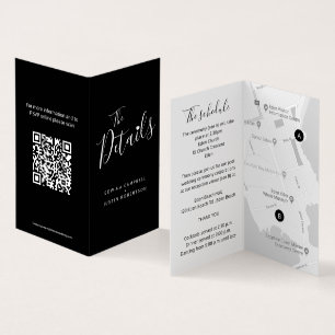 Wedding guest details schedule map QR code noir