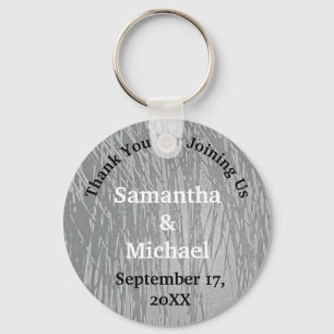 Wedding Guest Elegant Silver Stripes Thank You Keychain