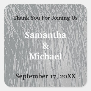 Wedding Guest Elegant Silver Stripes Thank You Square Sticker