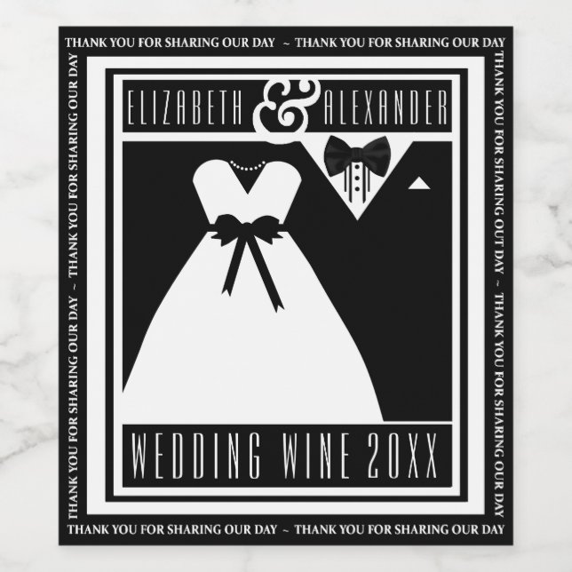 Wedding Guest Favour Wine Bottle Label Personalize (Single Label)